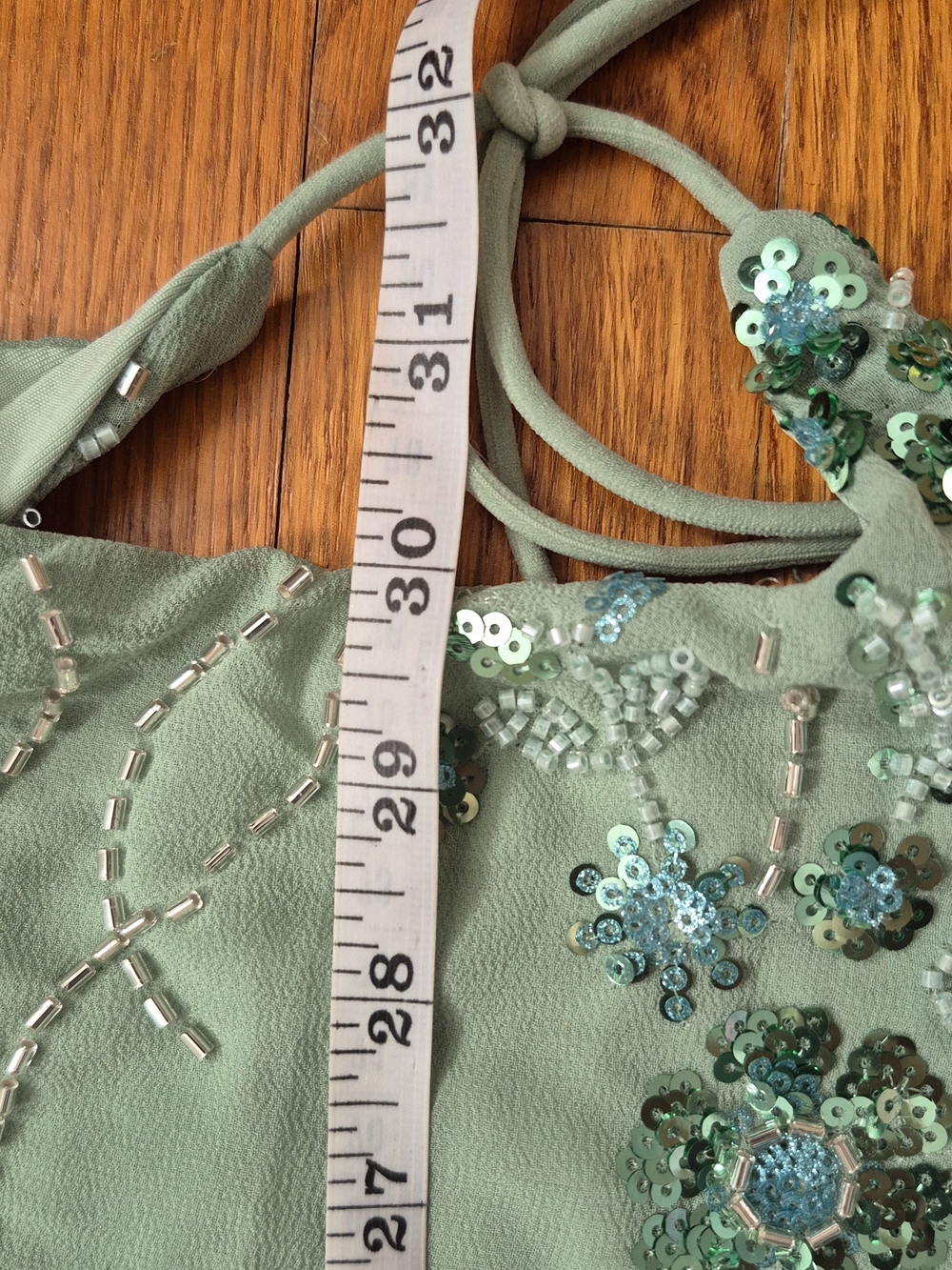 70s Vibe Mint Green Halter Cocktail Dress Medium - Picture 6 of 7